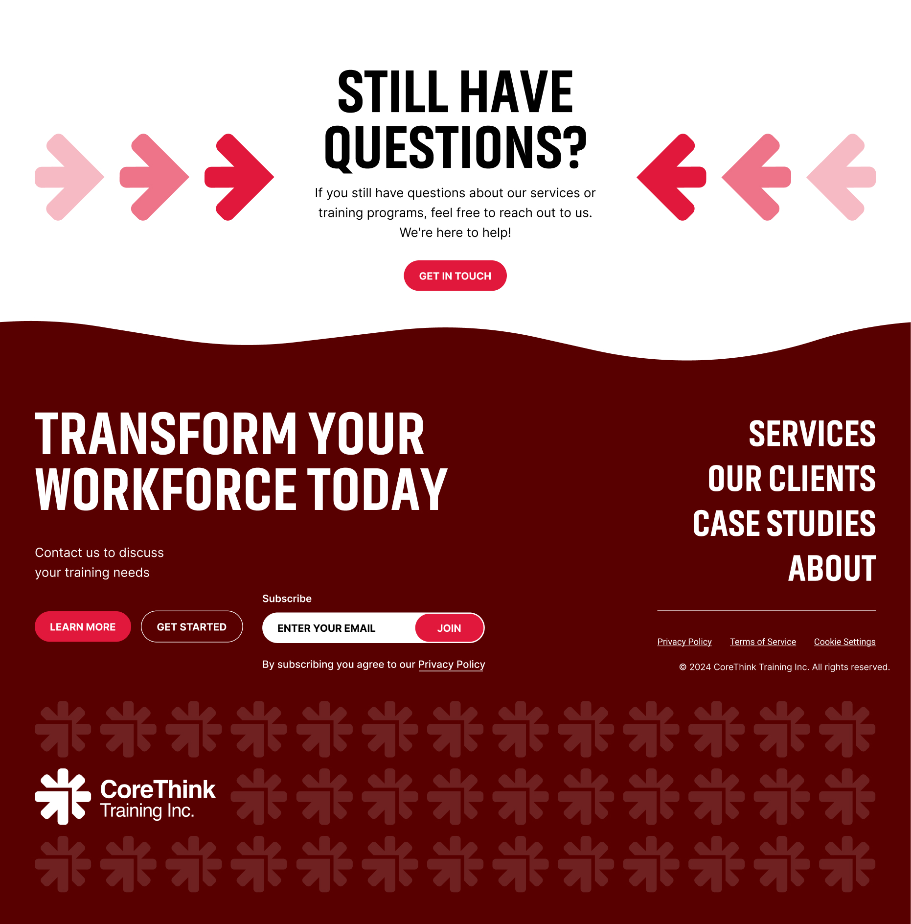 CoreThink Training footer and CTA